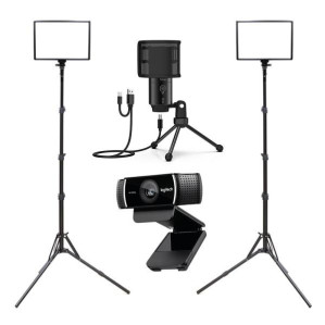 [오토케] PC방송장비 풀세트 레벨5 투스탠드 큐브라이트45 LED 조명 2개/로지텍 C922/FIFINE K433A > 영상가전